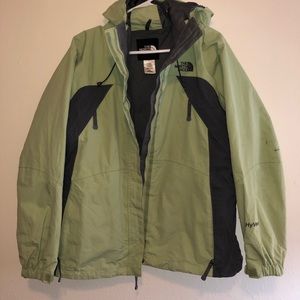 Green women’s Northface shell jacket
